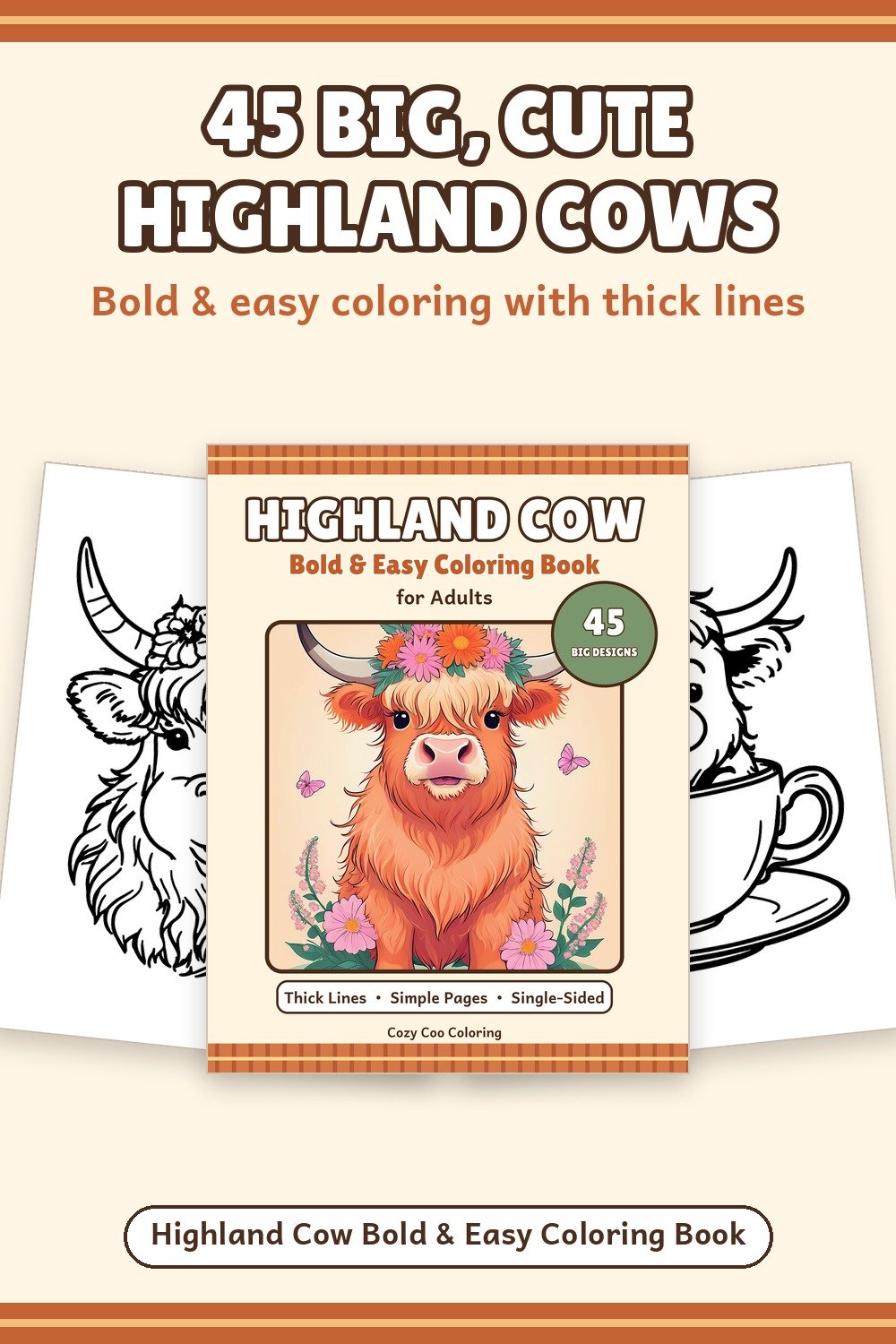 Highland Cow Coloring free printable pin